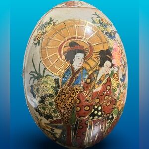 Satsuma Egg Hand Painted Gold Gild Chinese Geisha’s Cloisonné vintage